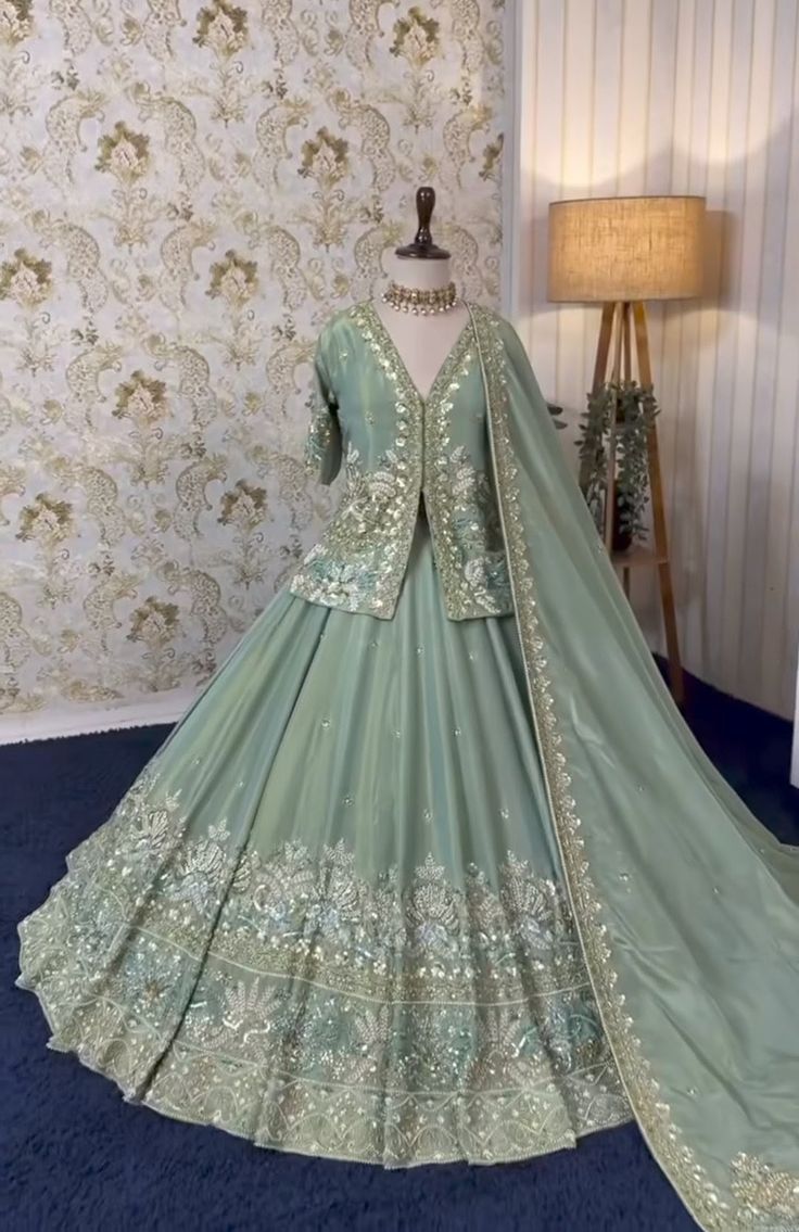 Lavender Net Lehenga with Sequence Work