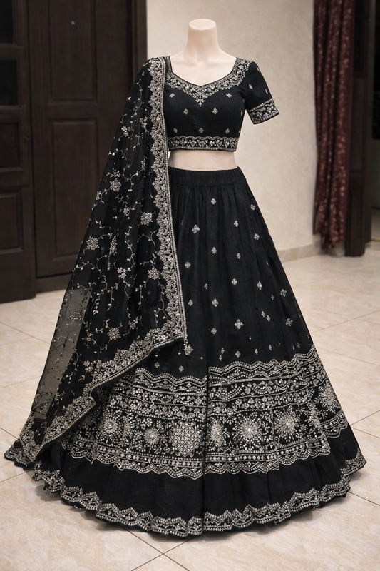 Black Designer Lehenga with Sequin Work