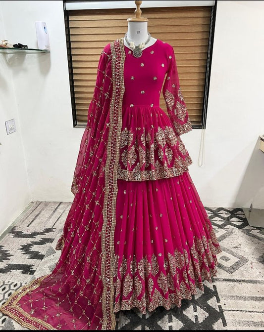 Rani Pink Heritage Embroidered Lehenga